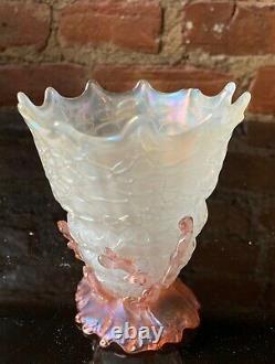 Rare Antique pink Art Glass Conch shell vase Johann Loetz Chiné decor circa 1897