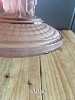 Rare Art Deco Pink Lady Frosted Glass Pedestal Centrepiece Bowl Walther & Sohne