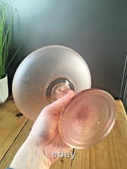 Rare Art Deco Pink Lady Frosted Glass Pedestal Centrepiece Bowl Walther & Sohne