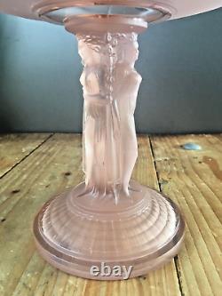 Rare Art Deco Pink Lady Frosted Glass Pedestal Centrepiece Bowl Walther & Sohne