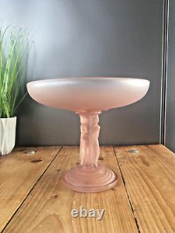 Rare Art Deco Pink Lady Frosted Glass Pedestal Centrepiece Bowl Walther & Sohne