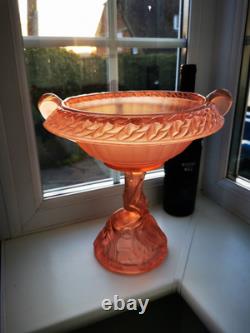 Rare Art Deco Walther & Sohne Pink Glass Paradies Comport Base Berlin Bowl C1936