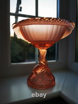 Rare Art Deco Walther & Sohne Pink Glass Paradies Comport Base Berlin Bowl C1936