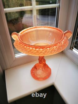Rare Art Deco Walther & Sohne Pink Glass Paradies Comport Base Berlin Bowl C1936