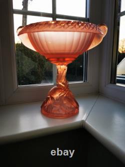 Rare Art Deco Walther & Sohne Pink Glass Paradies Comport Base Berlin Bowl C1936