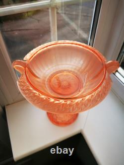 Rare Art Deco Walther & Sohne Pink Glass Paradies Comport Base Berlin Bowl C1936