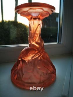 Rare Art Deco Walther & Sohne Pink Glass Paradies Comport Base Berlin Bowl C1936