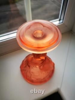 Rare Art Deco Walther & Sohne Pink Glass Paradies Comport Base Berlin Bowl C1936