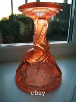 Rare Art Deco Walther & Sohne Pink Glass Paradies Comport Base Berlin Bowl C1936