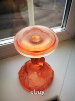 Rare Art Deco Walther & Sohne Pink Glass Paradies Comport Base Berlin Bowl C1936