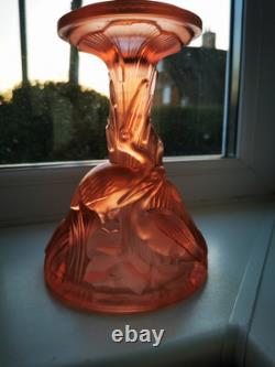 Rare Art Deco Walther & Sohne Pink Glass Paradies Comport Base Berlin Bowl C1936