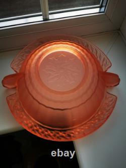 Rare Art Deco Walther & Sohne Pink Glass Paradies Comport Base Berlin Bowl C1936