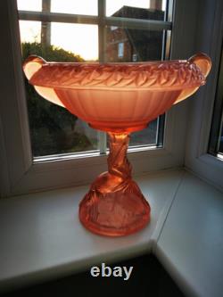 Rare Art Deco Walther & Sohne Pink Glass Paradies Comport Base Berlin Bowl C1936