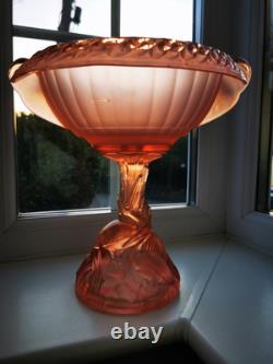 Rare Art Deco Walther & Sohne Pink Glass Paradies Comport Base Berlin Bowl C1936