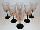 Rare Arte Murano Icet Italy Art Glass Set Of 6 Pink Amethyst Wine/water Goblets