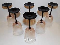 Rare Arte Murano Icet Italy Art Glass Set Of 6 Pink Amethyst Wine/water Goblets