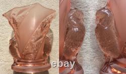 Rare Brockwitz Art Deco Pink Glass'Parakeet' Bird Vase