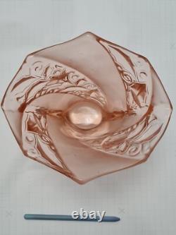 Rare Brockwitz Art Deco Pink Glass'Parakeet' Bird Vase
