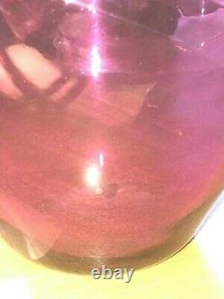 Rare Christian Zvonik Cranberry Pink Swirl Art Glass Blown Vase Signed Dated