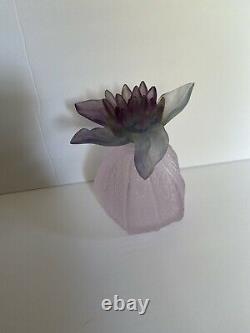 Rare Daum Glass Pate De Verre Physalis Pink Purple Green Flower Perfume Bottle