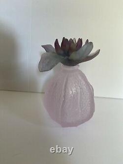 Rare Daum Glass Pate De Verre Physalis Pink Purple Green Flower Perfume Bottle