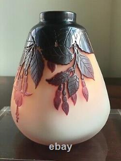 Rare & Early Emile Gallé Fuchsia Vase Ca 1900, Cameo Signed