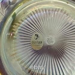 Rare FENTON Art Glass Pink Iridescent Rose & Leaves Bowl On Brass Stand
