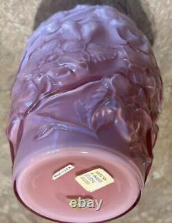 Rare FENTON Floral DOGWOOD Pink 3D VASE 11