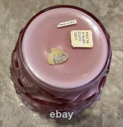 Rare FENTON Floral DOGWOOD Pink 3D VASE 11