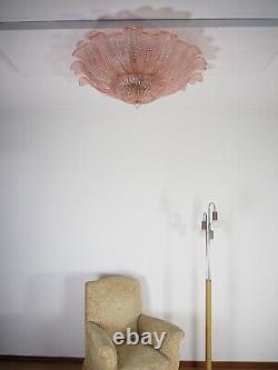 Rare Flower Ceiling Lamp Murano Art Glass pink color