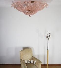 Rare Flower Ceiling Lamp Murano Art Glass pink color