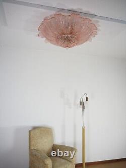 Rare Flower Ceiling Lamp Murano Art Glass pink color