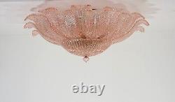 Rare Flower Ceiling Lamp Murano Art Glass pink color