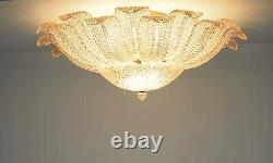 Rare Flower Ceiling Lamp Murano Art Glass pink color