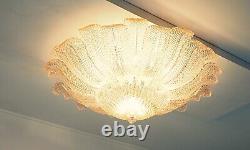 Rare Flower Ceiling Lamp Murano Art Glass pink color