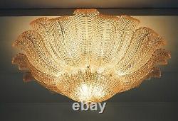 Rare Flower Ceiling Lamp Murano Art Glass pink color