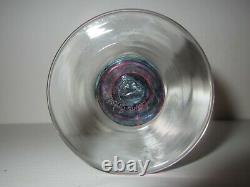 Rare Laura Birdsall Hand-blown Drinking Glass, Pink/blue Stem, 3 Blade Knops