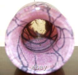 Rare Matching Pair of Bohemian Spots & Thread Pink Iridescent Glass Vases 1920s