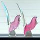 Rare Murano Art Glass Birds Pheasant Rooster Figurines Pink 13 Tall MCM Pair