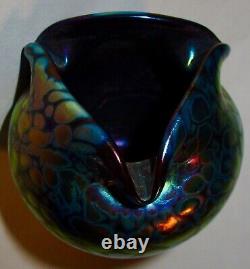 Rare Nouveau Mini Loetz Papillon Rubin Iridescent Art Glass Rosebowl Rose Bowl