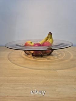 Rare Original Art Deco Glass Bowl Signed Verlys Antique 1930s Large Size