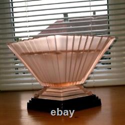 Rare Original Art Deco Wyndham Pink Frosted Vase with Plinth & Frog by Bagley