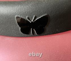 Rare Pilgrem Kelsey Murphy Glass Bowl with Carved Black Cameo Butterfly Lid