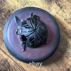 Rare Pilgrem Kelsey Murphy Glass Bowl with Carved Black Cameo Butterfly Lid