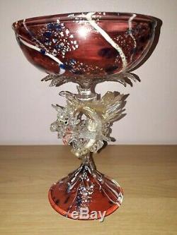 Rare Salviati Barovier Fratelli Toso Pink Silver Venetian Dragon Serpent Glass