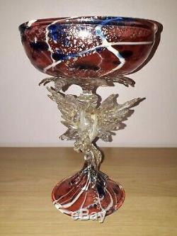 Rare Salviati Barovier Fratelli Toso Pink Silver Venetian Dragon Serpent Glass