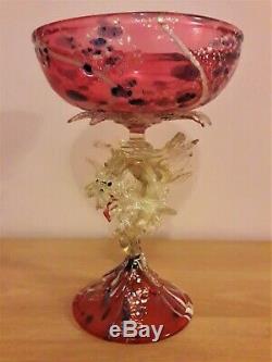 Rare Salviati Barovier Fratelli Toso Pink Silver Venetian Dragon Serpent Glass