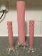 Rare Set Of 3 Antique Bohemian Pink Glass Thorn Vases With Swirl Pattern