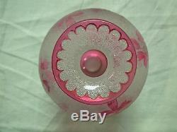 Rare Signed St Saint Louis Cranberry Pink Cameo Art Glass 5.5 Vase With Berries