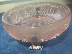 Rare Stunning Art Deco vintage V rare george davidson pink glass footed bowl